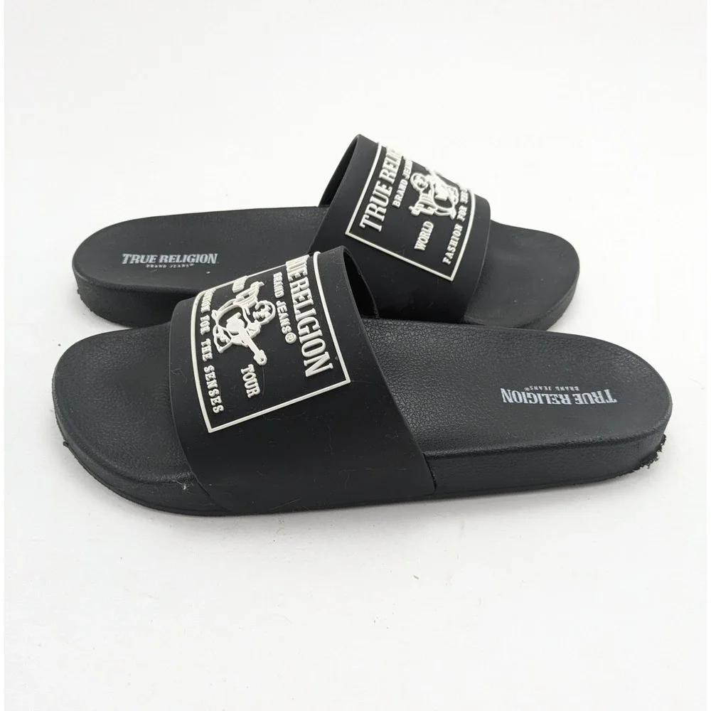 Mens True Religion World Tour Fashion For The Senses Black Sandals Size 11